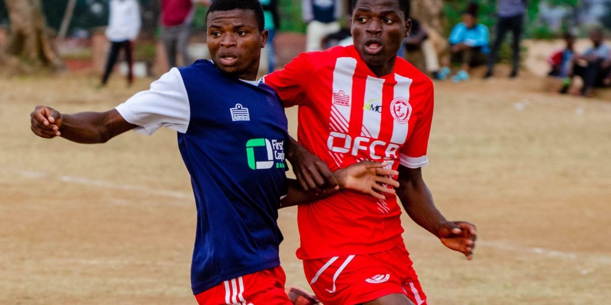 Action between FCB Nyasa Big Bullets U19s and Manchester Motor Spares FC in the FCB Katswiri Under 20 League