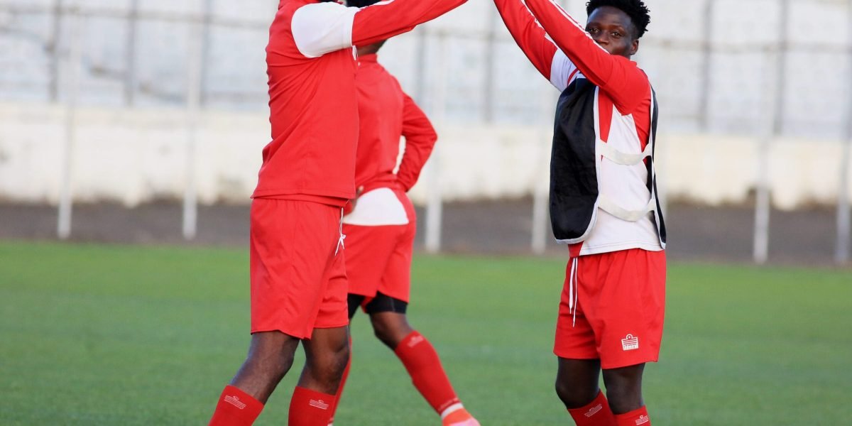 Babatunde Adepoju and Stanley Billiat in training ahead of TNM Super League tie vs Sable Faming