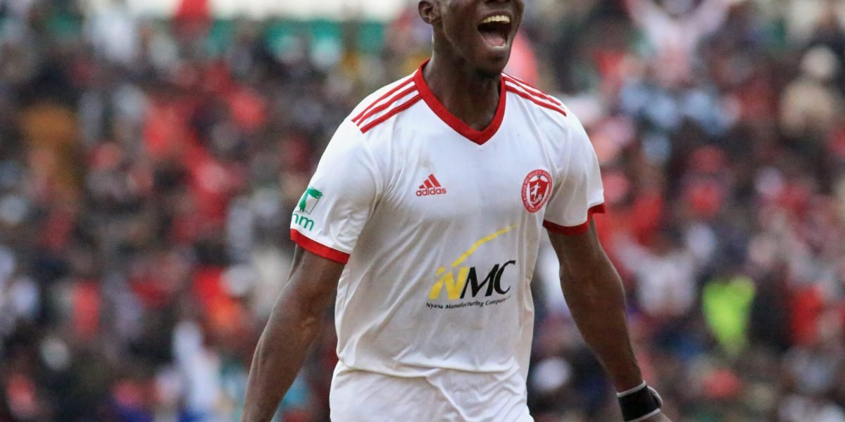 Babatunde Adepoju celebrating his lone goal giving Nyasa Big Bullets against Kamuzu Barracks