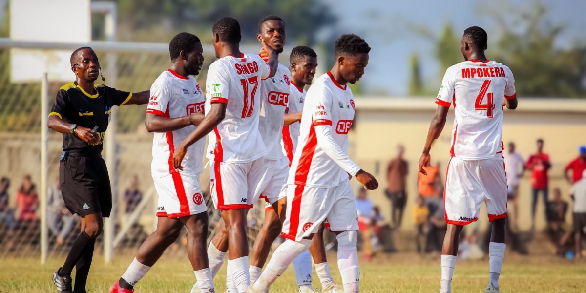 Bullets players celebrate during their 3-1 victory over Songwe Border United at Karonga Stadium