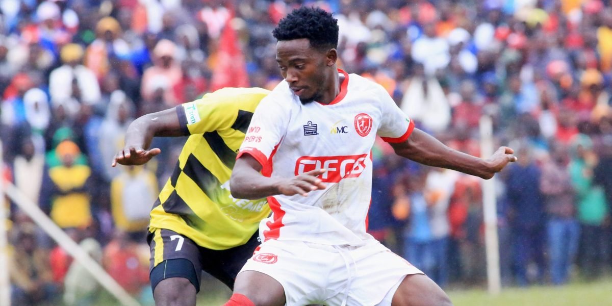 Chikumbutso Salima in action at Dedza Stadium where he scored an 89th minute strike to spark FCB Nyasa Big Bullets' first TNM Super League against Dedza Dynamos on Dedza soil