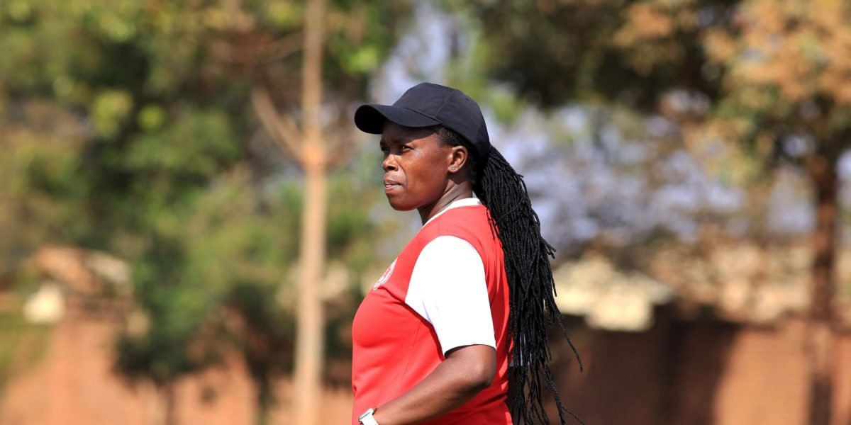 Coach Maggie Chombo on the touchline during Bullets Women’s match against Ascent Academy in Lilongwe.