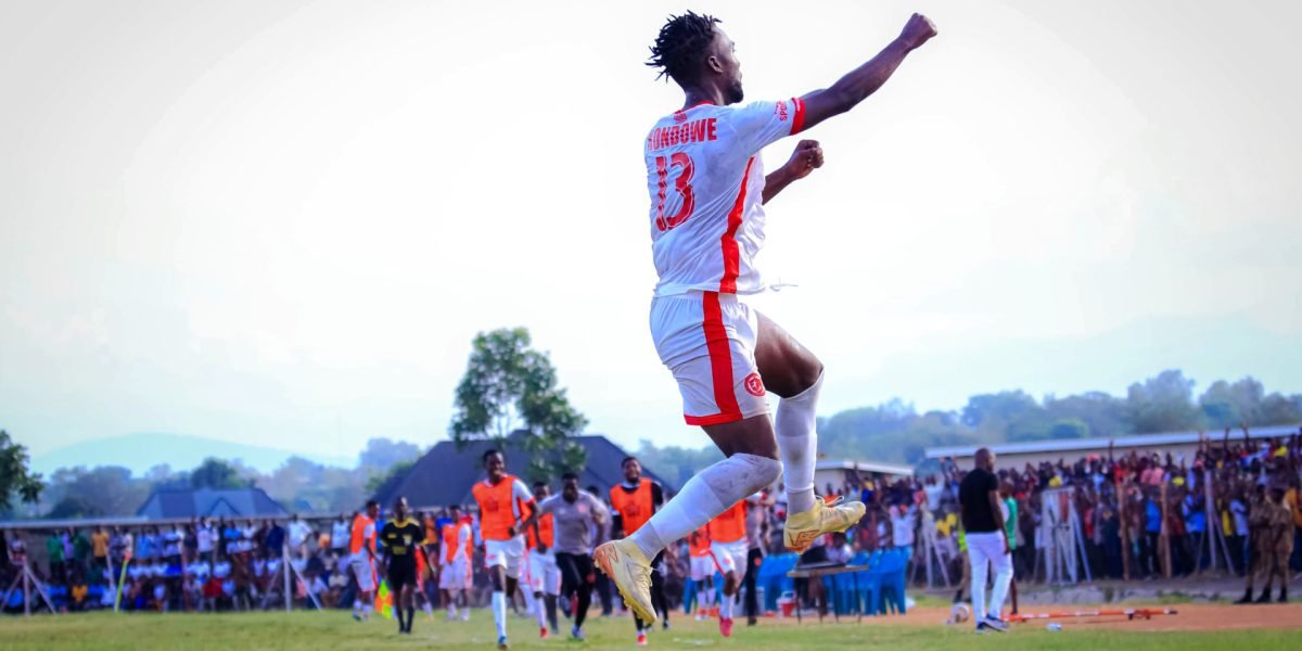 Ephraim Kondowe celebrates his goal as FCB Nyasa Big Bullets defeated Karonga United 2-0 in the TNM Super League
