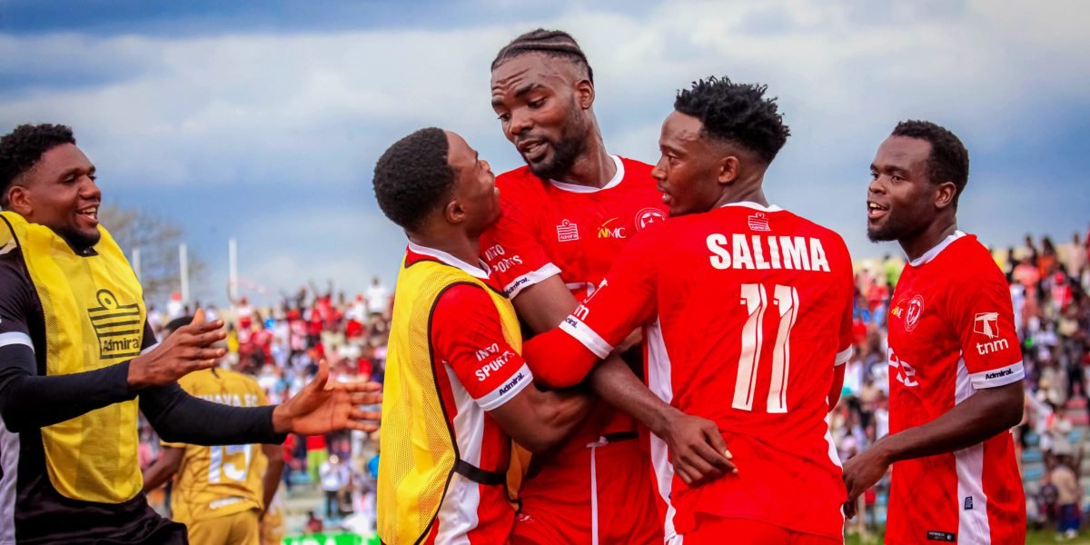 Ephraim Kondowe celebrates with teammates after scoring as FCB Nyasa Big Bullets egde Ekhaya 2-0 in the TNM Super League