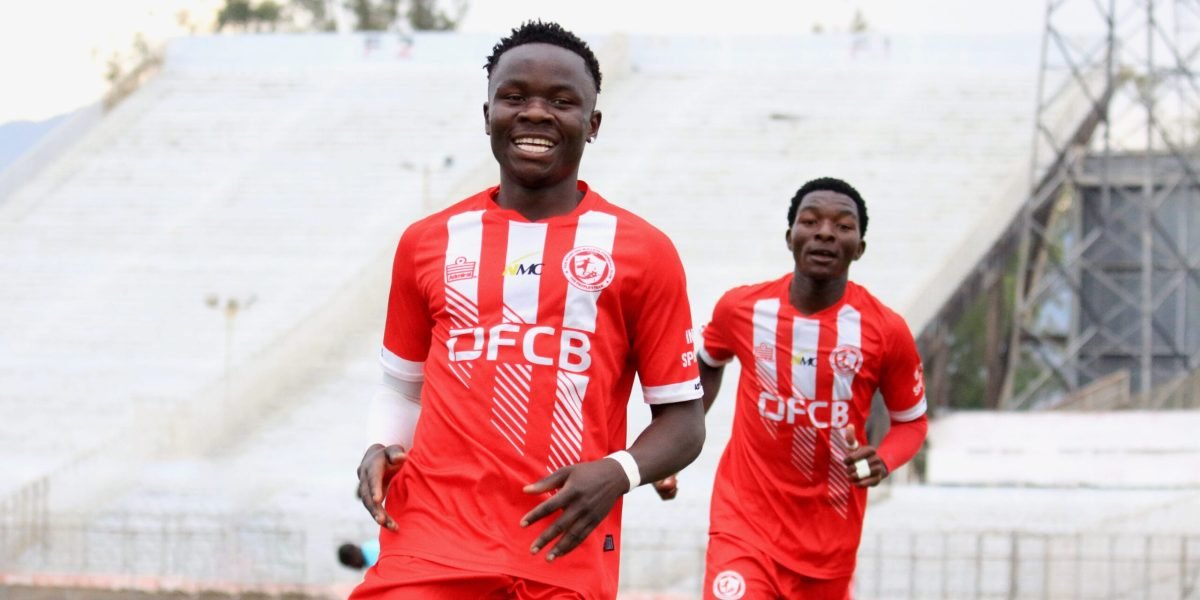 FCB Nyasa Big Bullets Reserves forward Prince Chalera celebrating his goal against Ntopwa FC