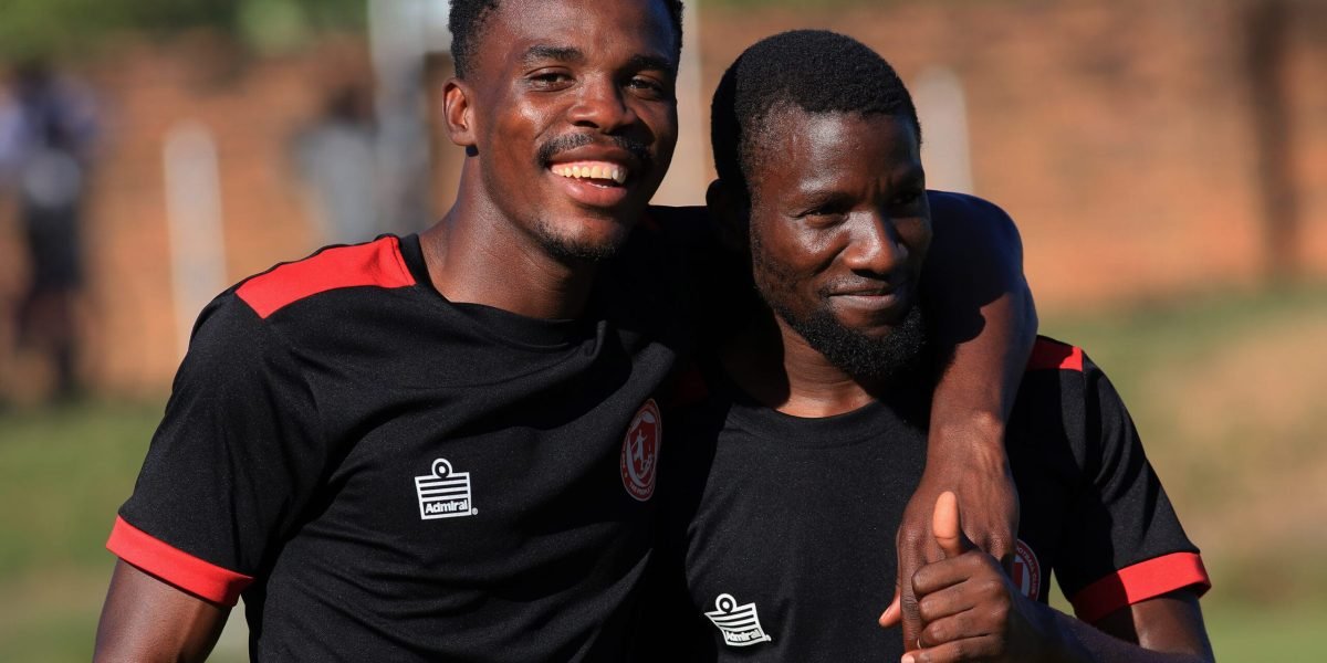 FCB Nyasa Big Bullets forward Hassan Kajoke and midfielder Righteous Banda captured during training in preparation for MAFCO at Chitowe Stadium