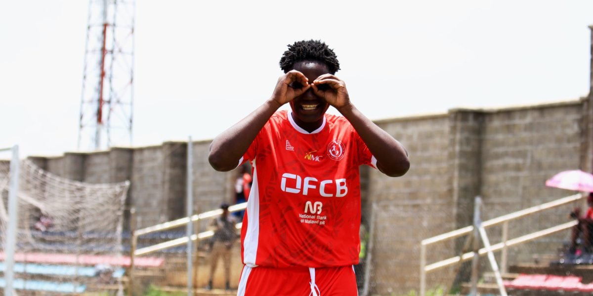 FCB Nyasa Big Bullets forward Mary Chavinda celebrates after scoring in an NBM Women's Premiership encounter