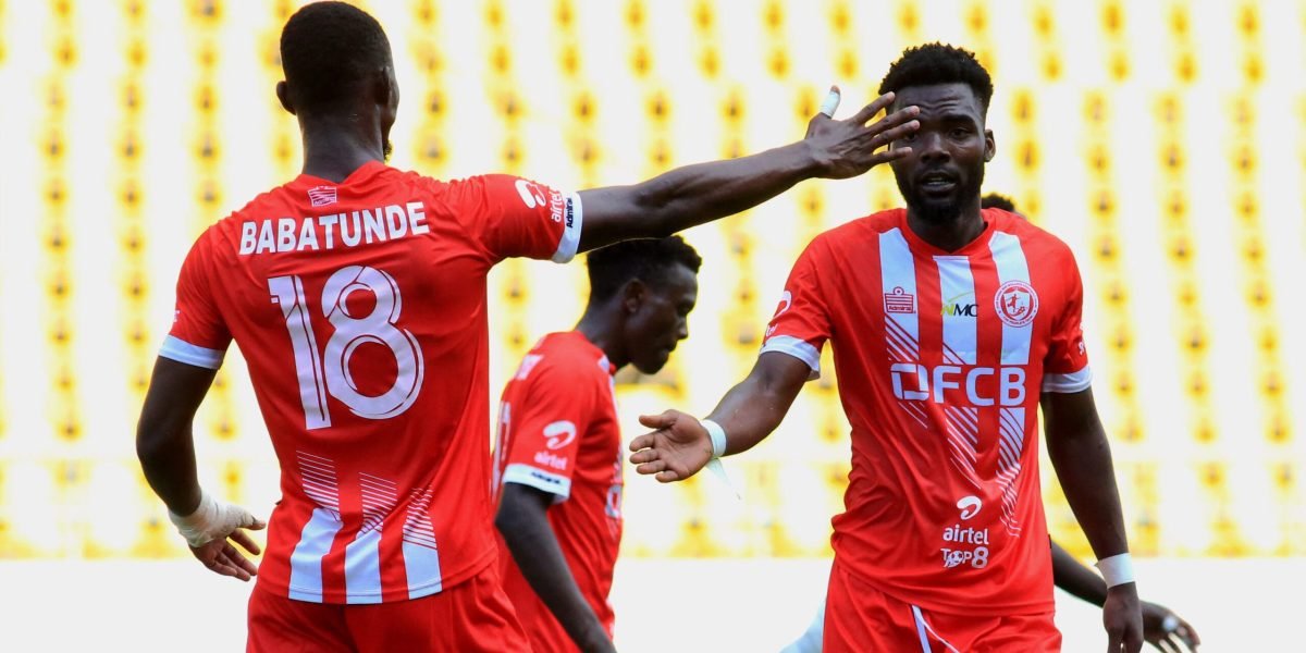 FCB Nyasa Big Bullets forwards Babatunde Adepoju and Ephraim Kondowe pictured during the 2024 Airtel Top 8 semifinals against Kamuzu Barracks at the Bingu National Stadium