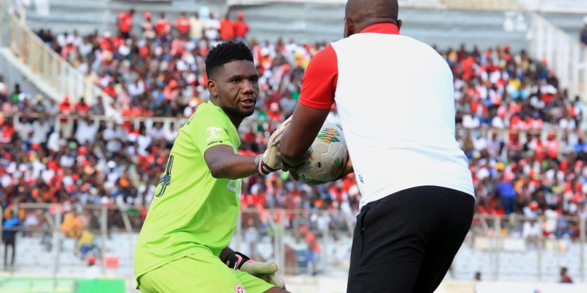 FCB Nyasa Big Bullets goalkeeper Innocent Nyasulu warming up for a match at Kamuzu Stadium
