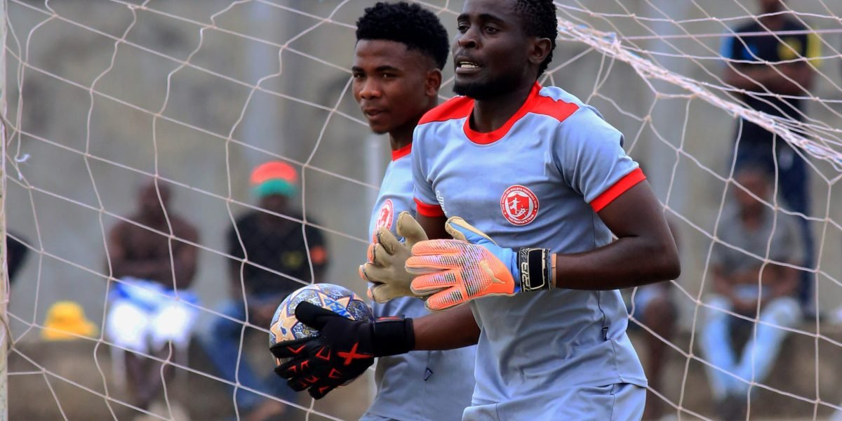 FCB Nyasa Big Bullets goalkeepers Sharifu Swadiki and Richard Chimbamba preparing for Karonga United at Karonga Stadium