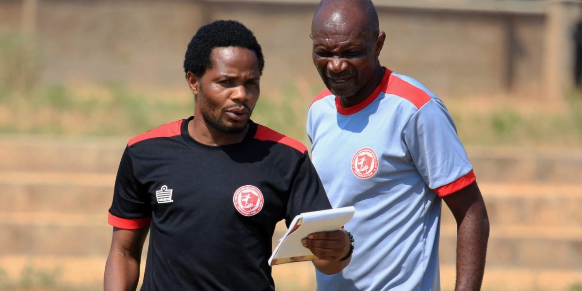 FCB Nyasa Big Bullets head coach Kalisto Pasuwa and Henry Kabichi pictured during training in Rumphi
