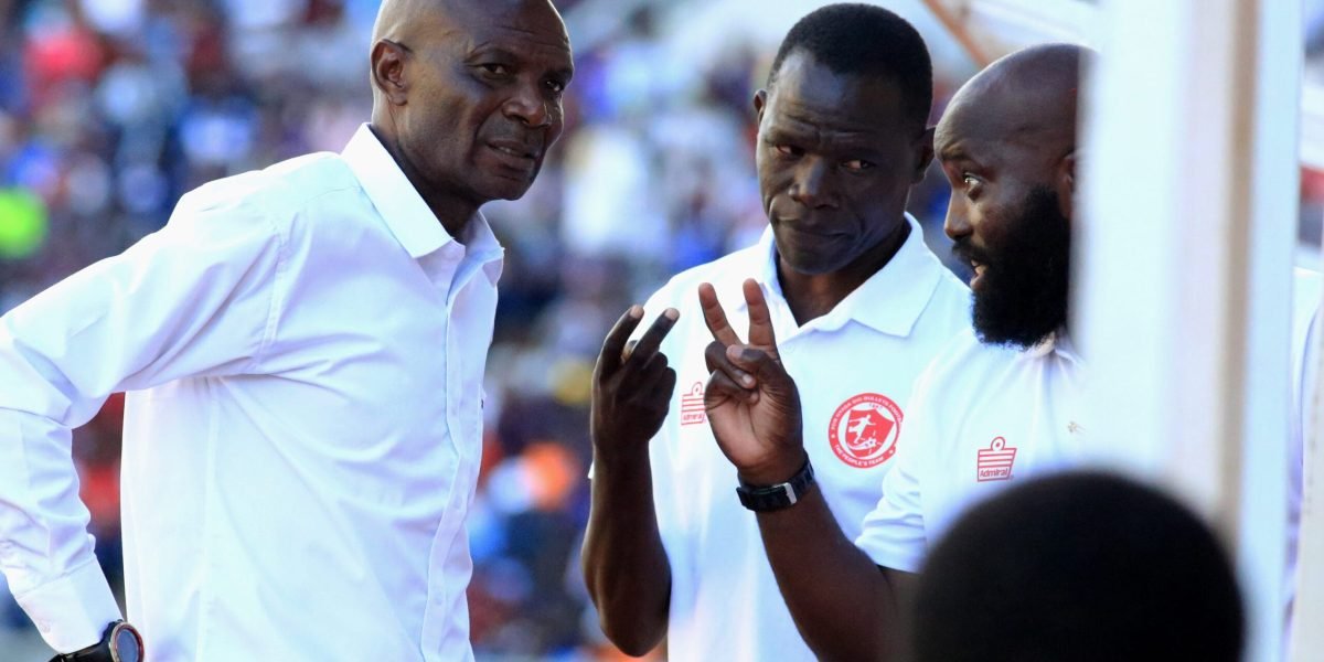 FCB Nyasa Big Bullets head coach Kalisto Pasuwa with assistant coaches Heston Munthali and Michael Ngore