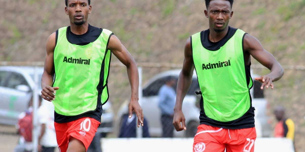 FCB Nyasa Big Bullets midfielders Ernest Petro and Chikumbutso Salima warming up for a previous TNM Super League match at Kamuzu Stadium