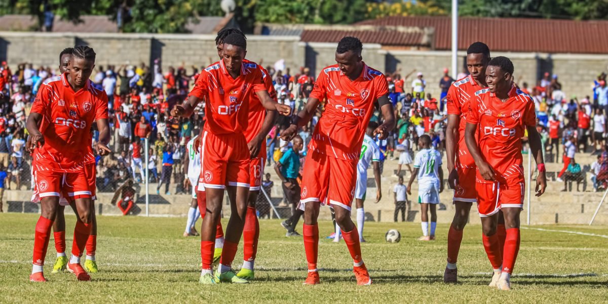 FCB Nyasa Big Bullets players celebrate after taking the lead against MAFCO FC at Joyce Chitsulo Stadium in Mwanza