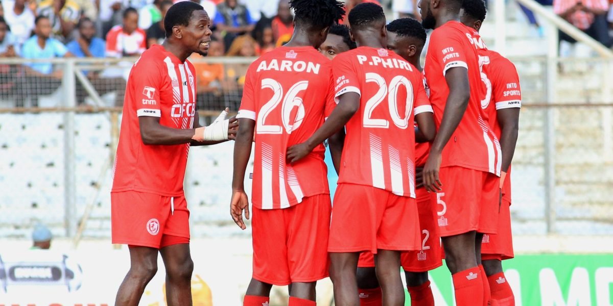 FCB Nyasa Big Bullets vice captain Gomegzani Chirwa talking to teammates during a TNM Super League match against Silver Strikers at Kamuzu Stadium