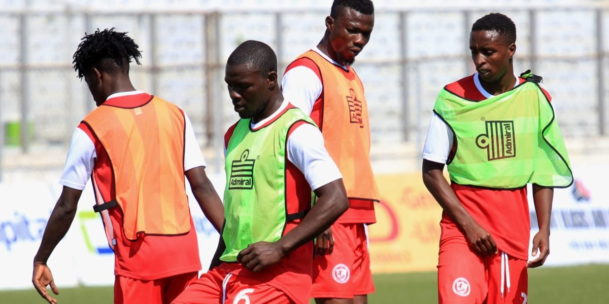 FCB Nyasa Big Bullets warming up for their previous game at Kamuzu Stadium