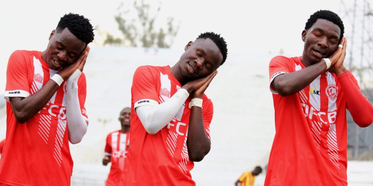 Kondwani Chaula, Prince Chalera and Prince Chiumia celebrating Chalera's goal as FCB Nyasa Big Bullets Reserves overpowered Ntopwa 4-1