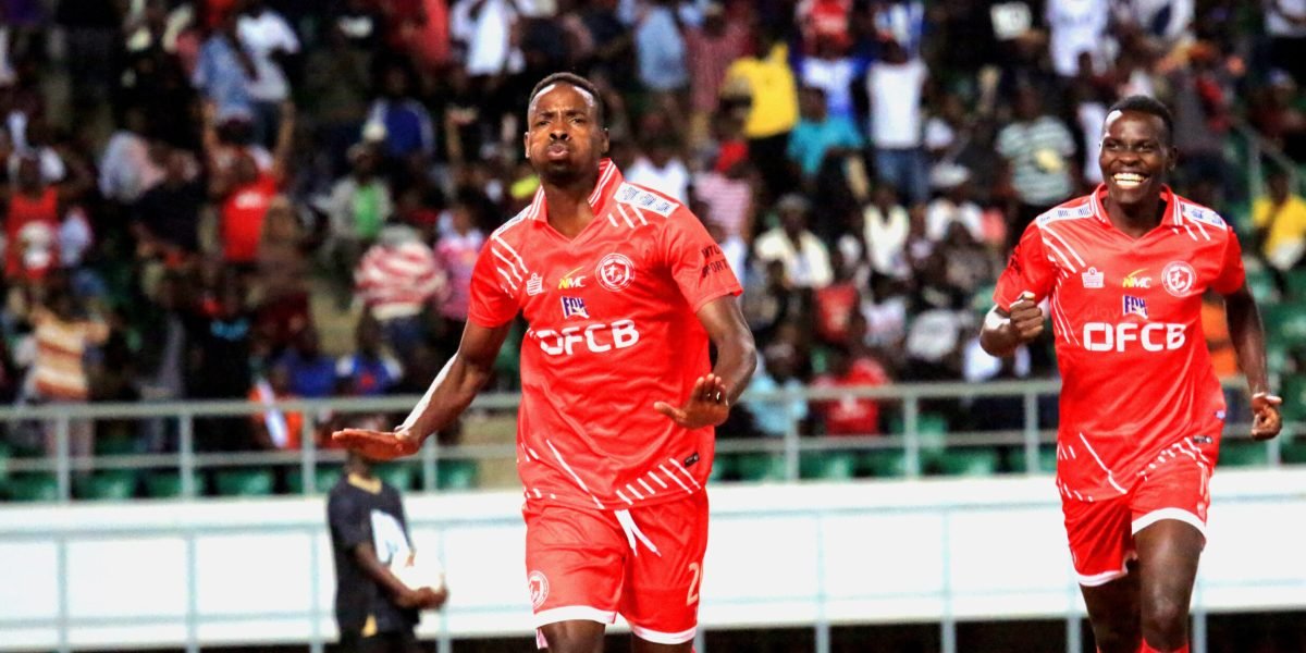 Maxwell Phodo celebrating FCB Nyasa Big Bullets second goal in 2-1 win against Mighty Wanderers