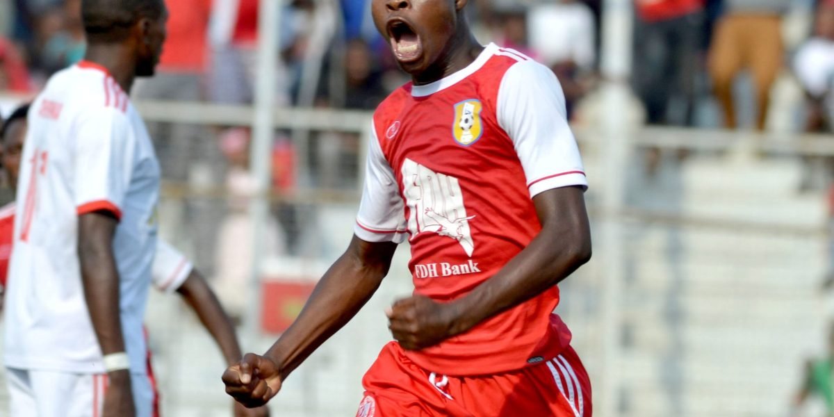 Nyasa Big Bullets Reserves defender Happy Mphepo celebrating his goal against Bullets first team in the FDH Bank Cup final