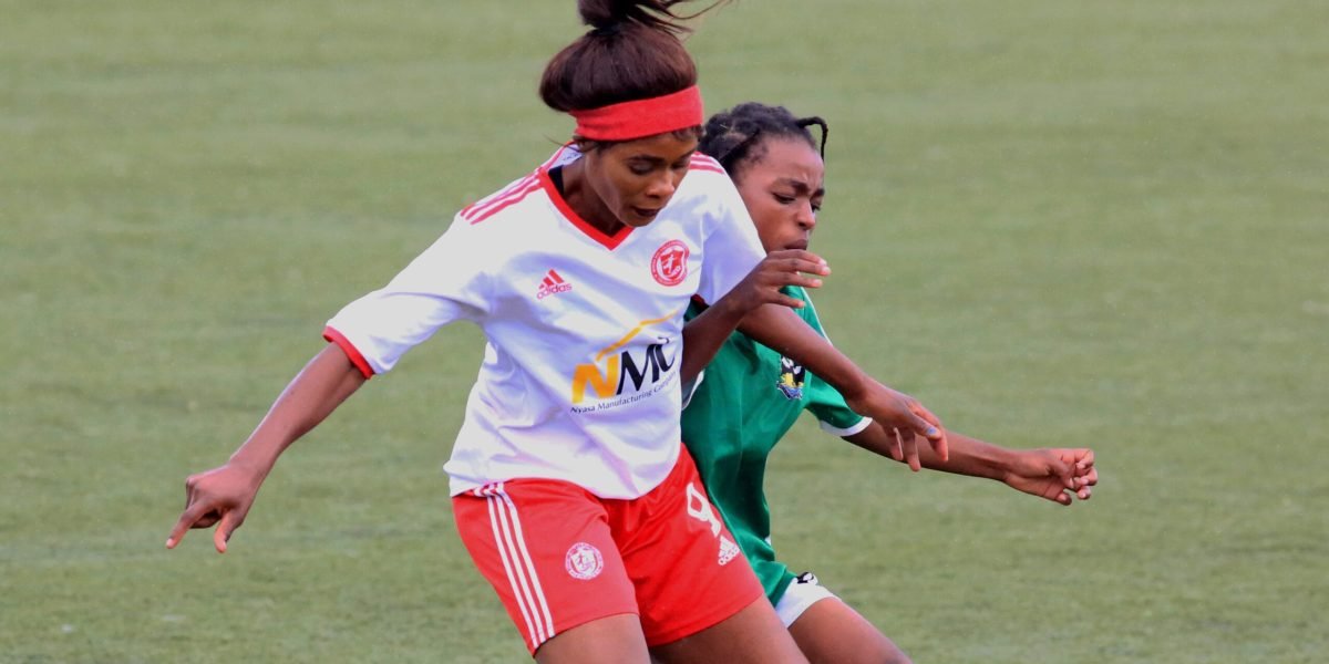 Nyasa Big Bullets Women forward Shira Dimba in action against Attu Bullets in the FAM Women's Football Southern Region League match