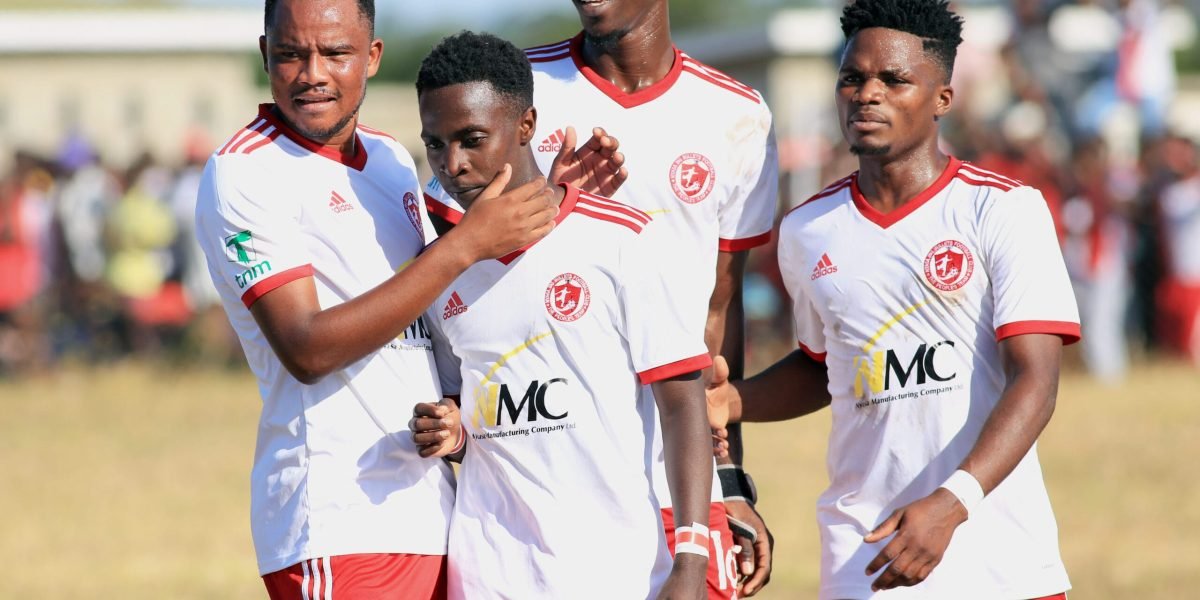 Nyasa Big Bullets celebrating Patrick Mwaungulu's goal against TN Stars in the TNM Super League