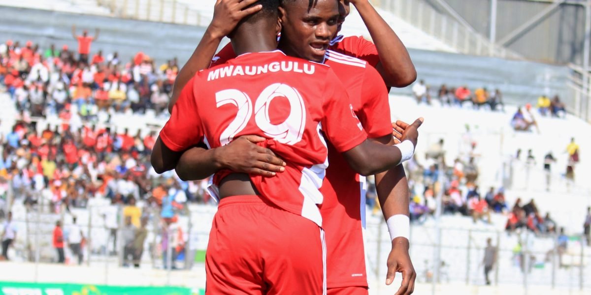 Nyasa Big Bullets first team celebrating a goal against TN Stars in the TNM Super League