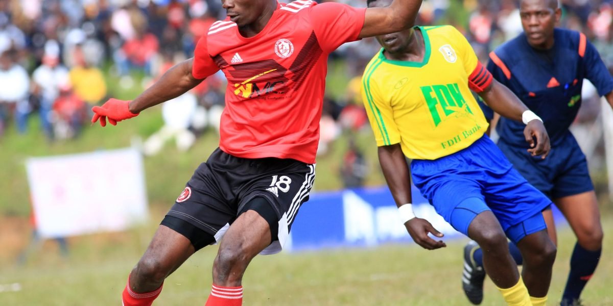 Nyasa Big Bullets forward Babatunde Adepoju in action against Sable Farming in the FDH Bank Cup Round-of-32 at Mulanje Park