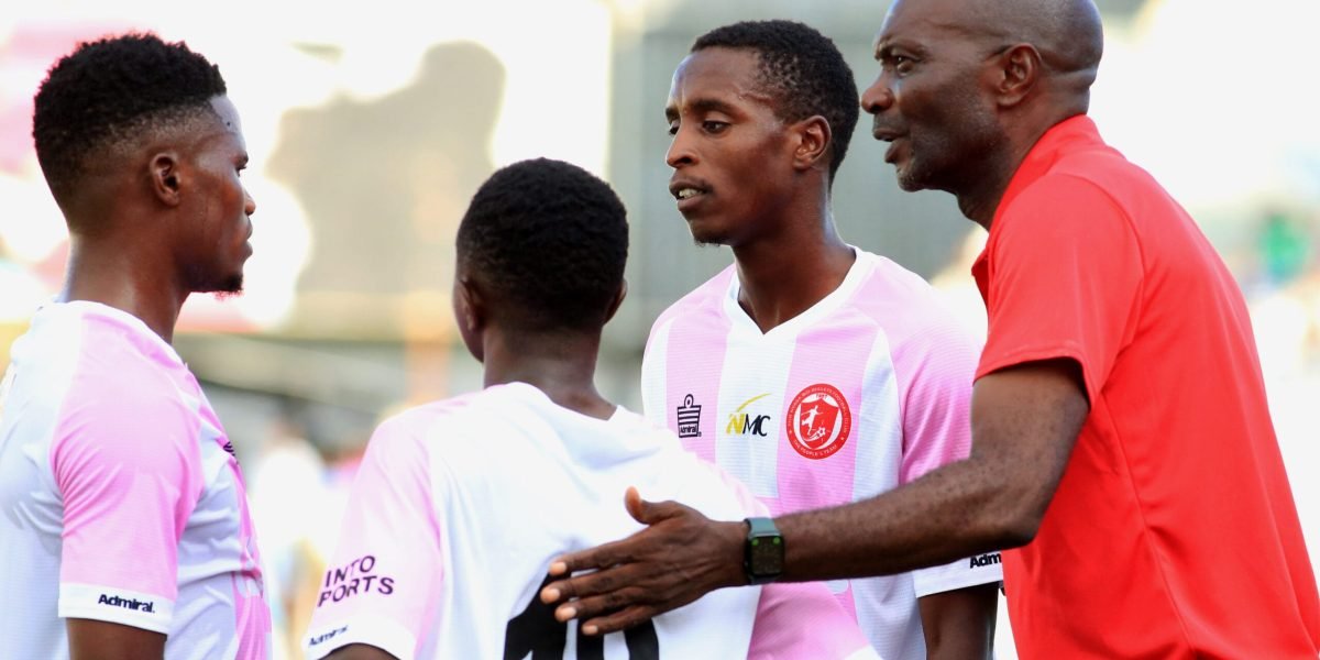 Nyasa Big Bullets head coach Kalisto Pasuwa talking to his players during his sides 1-0 defeat to Mozambican UD Songo in the 2023 Pre-Season International Bonanza