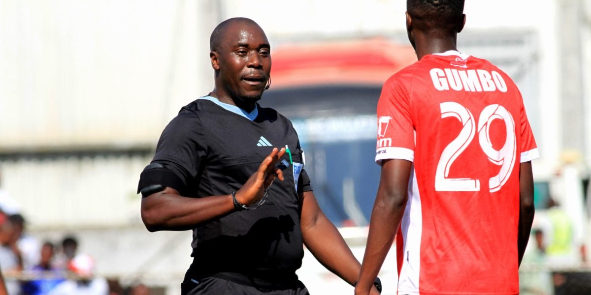 Referee Mayamiko Kanjere on duty during the Blantyre derby between FCB Nyasa Big Bullets and Mighty Wanderers at Kamuzu Stadium