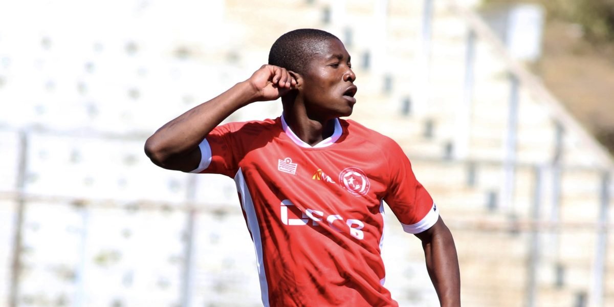 Two-goal hero Steven Bika celebrates after inspiring Bullets U19s to a 3-1 derby victory over Mighty Wanderers Youth